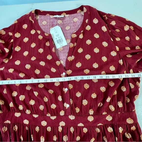 Wonderly Burgundy Patterned Long Sleeve Dress - Picture 7 of 9